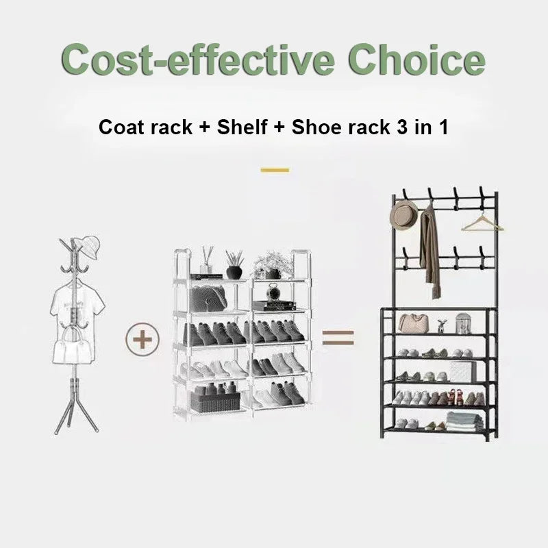 3/4/5 Layers Floor Shoe and Hat Rack Strong Living Room Organizer Clothes Hat Coats Shoes Storage Shelf Bedroom Bag Storage Rack