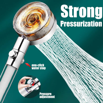 Propeller Showerhead Water-saving Bathroom Shower Accessory Rainfall High Pressure Shower Nozzle Universal Adapter