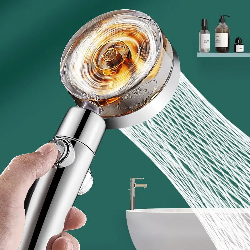 Propeller Showerhead Water-saving Bathroom Shower Accessory Rainfall High Pressure Shower Nozzle Universal Adapter