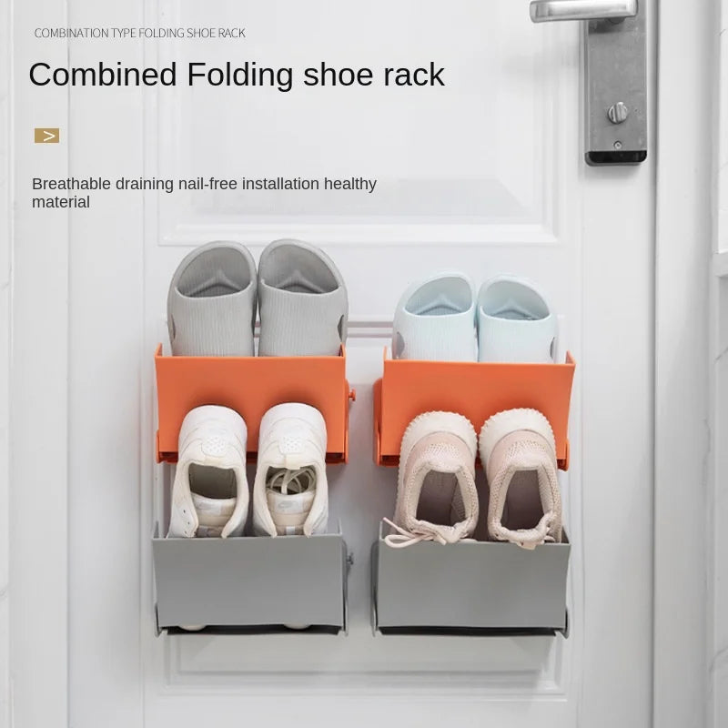 Long Simple Ultra-Thin Shoe Rack Door Home Narrow Shoe Cabinet To Save Space Wall Mounted No Punching Sundries Storage Rack