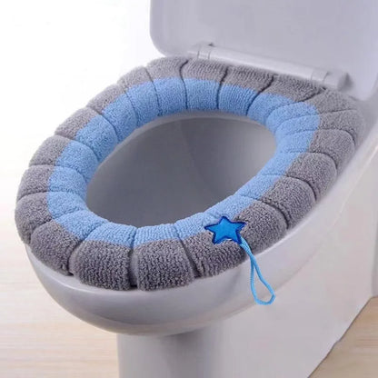 Winter Warm Toilet Seat Cover Mat Bathroom Toilet Pad Cushion with Handle Thicker Soft Washable Closestool Warmer Accessories