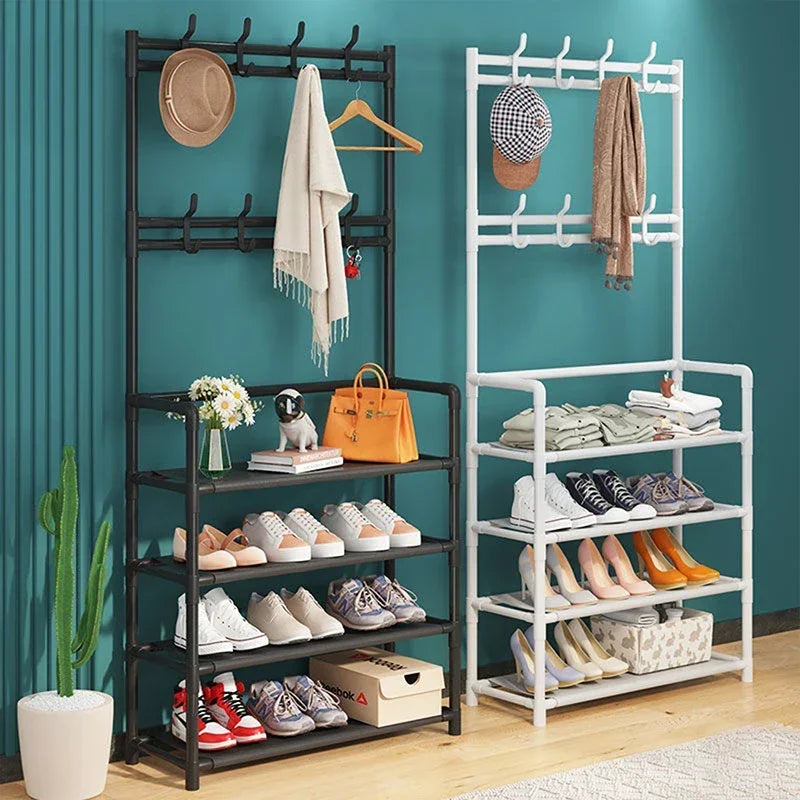 3/4/5 Layers Floor Shoe and Hat Rack Strong Living Room Organizer Clothes Hat Coats Shoes Storage Shelf Bedroom Bag Storage Rack