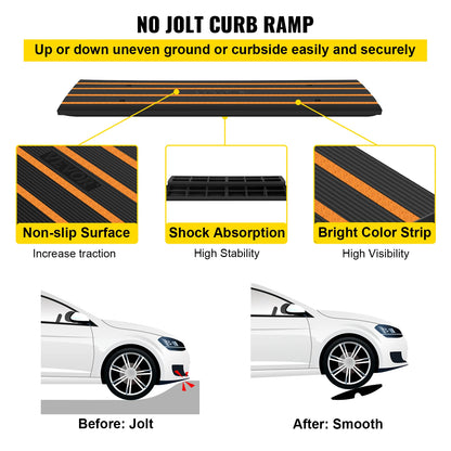 VEVOR 1/2/3 Packs Cable Protector Ramp Curb Rubber Driveway Threshold Bridge Expandable Ramps for Loading Dock Garage Sidewalk