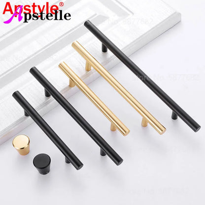 Apstelle Black Golden Cupboard Handle Brushed Stainless Steel Kitchen Cabinet Door Knob Furniture Drawer Pulls Bar Handle